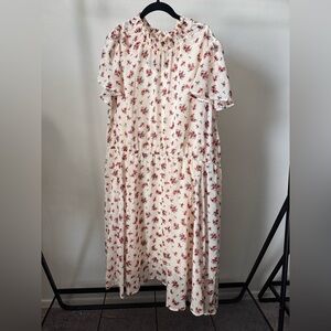 Torrid Cream and Red Floral Midi Dress